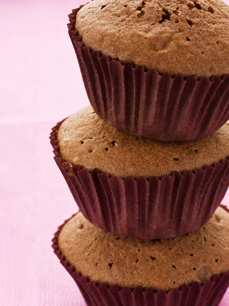Cupcakes Chocolat Sur Fond Rose Dof Peu Profond — Photo