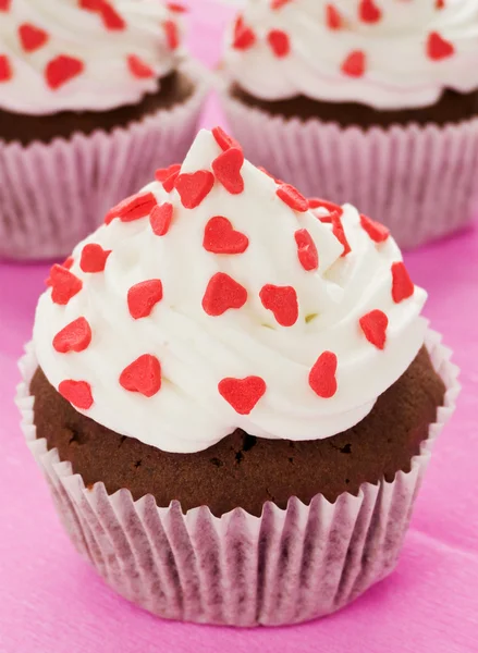 Chocolate Cupcakes Valentine Day Shallow Dof — Stock Photo, Image