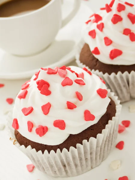 Cupcakes Chocolat Pour Saint Valentin Dof Peu Profond — Photo