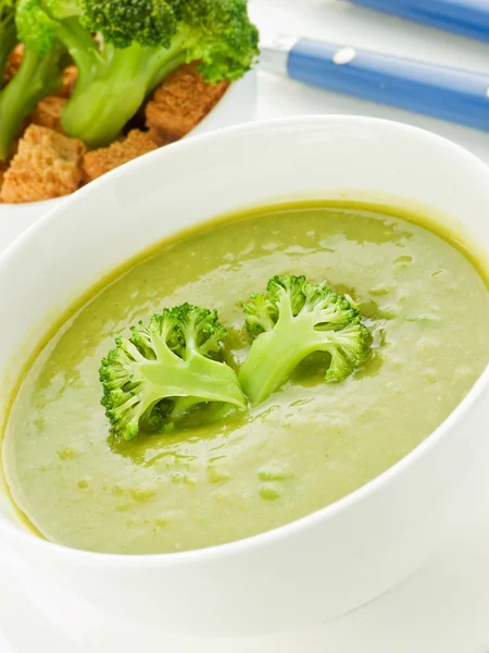 Misky Zelenou Brokolicová Polévka Mělké Dof — Stock fotografie