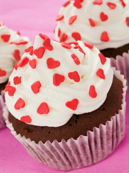 バレンタインデーのチョコレートのカップケーキ 浅い自由度 — ストック写真