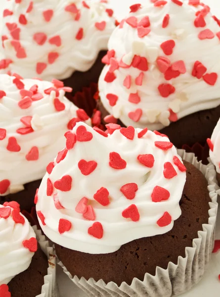 バレンタインデーのチョコレートのカップケーキ 浅い自由度 — ストック写真