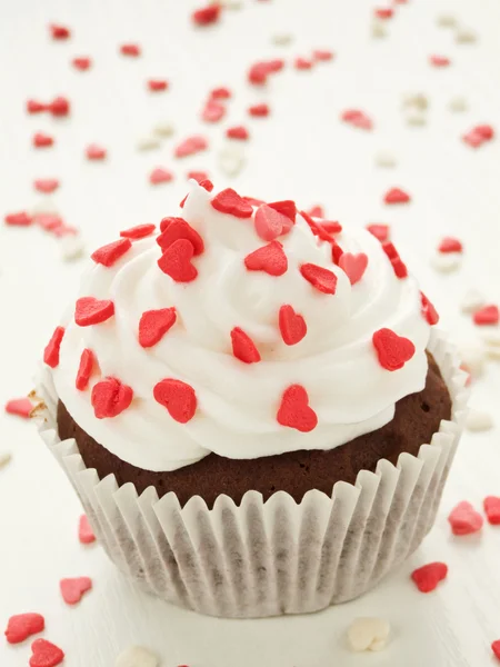 Σοκολάτα Cupcake Για Ημέρα Του Αγίου Βαλεντίνου Ρηχά Dof — Φωτογραφία Αρχείου
