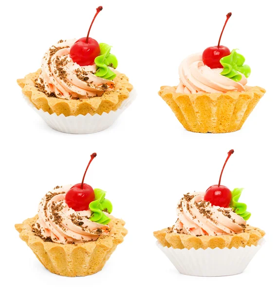Cupcake Med Körsbär — Stockfoto