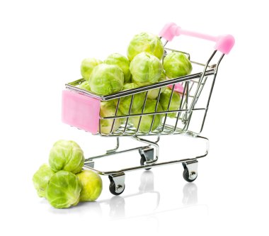 Brussels sprouts in the shopping cart clipart