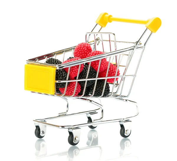 Frambuesa fruta de mora en el carrito de compras — Foto de Stock