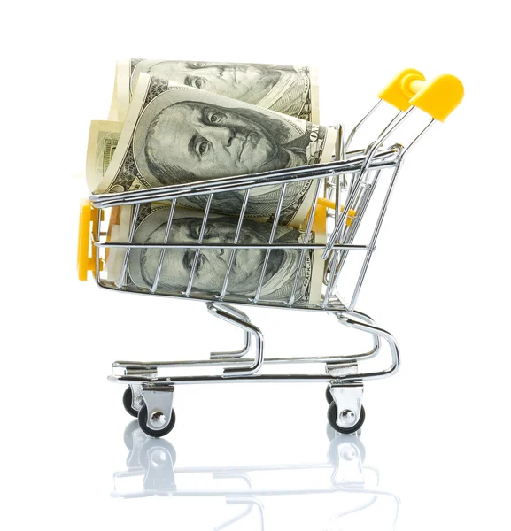 Dollars in the shopping cart — Stock Photo, Image
