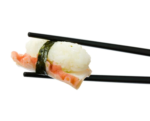 Sushi con bacchette isolate su sfondo bianco — Foto Stock