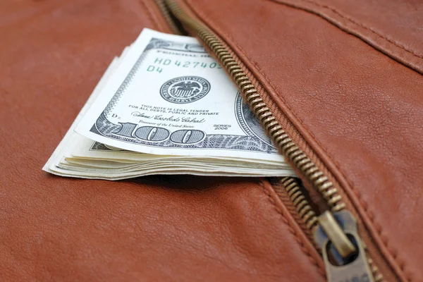 Dólares em um bolso — Fotografia de Stock