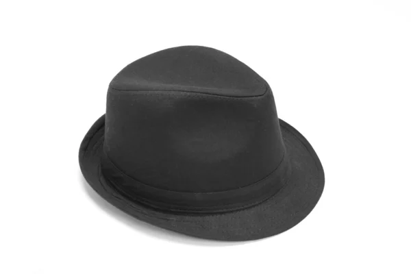 白い背景に黒の帽子 — ストック写真