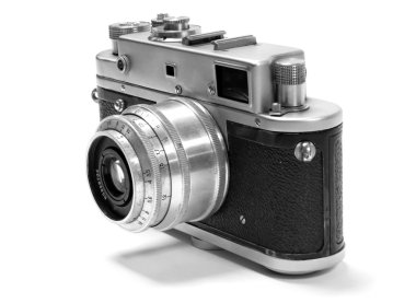 Old analog russian photo camera. Front view. clipart