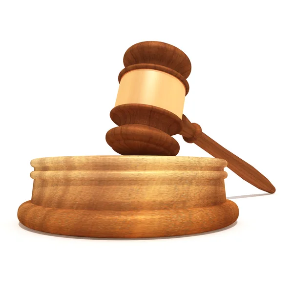 Classic wooden judge's gavel, isolated on white background — Stock Photo, Image