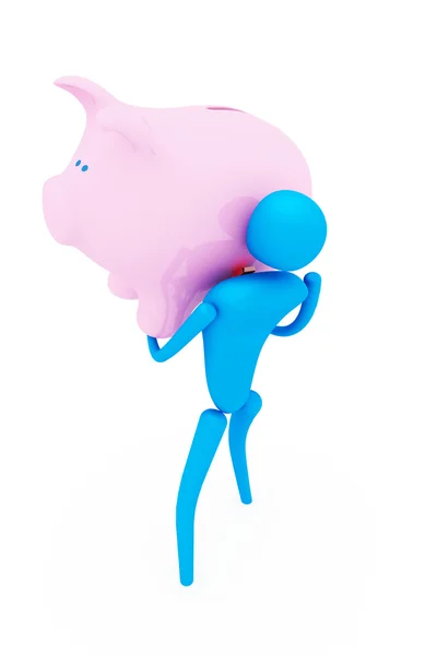 3D-persoon bedrijf piggy bank — Stockfoto