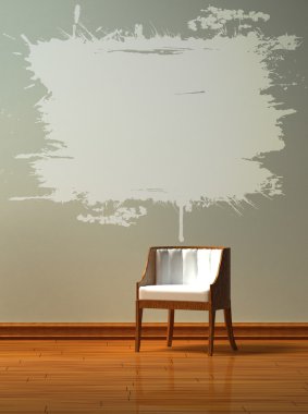 Alone chair with white splash clipart