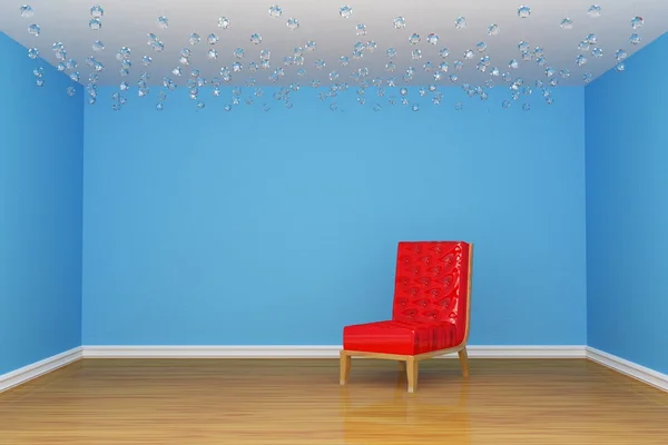 Leerer Raum mit rotem Stuhl — Stockfoto