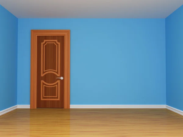 Quarto vazio azul com porta — Fotografia de Stock