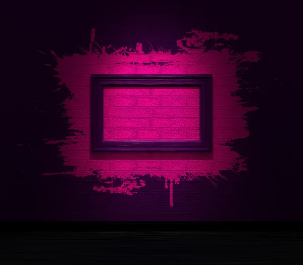 Marco con salpicaduras en una pared oscura — Foto de Stock