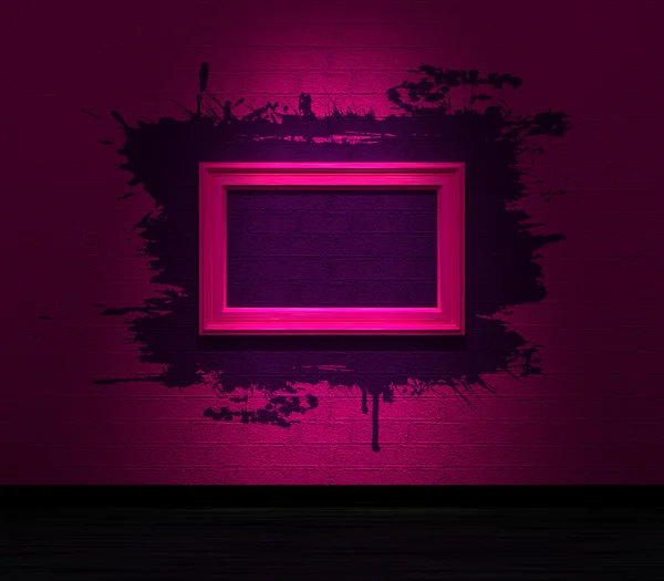 Frame met spatten op een donker muur — Stockfoto