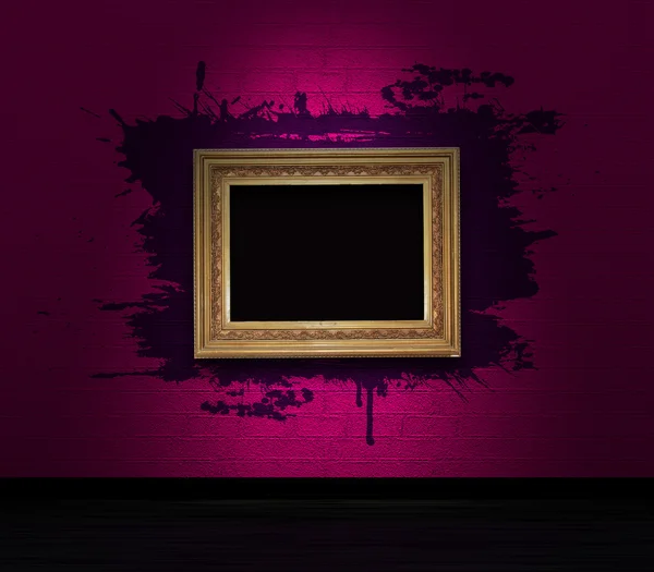 Frame met spatten op een donker muur — Stockfoto