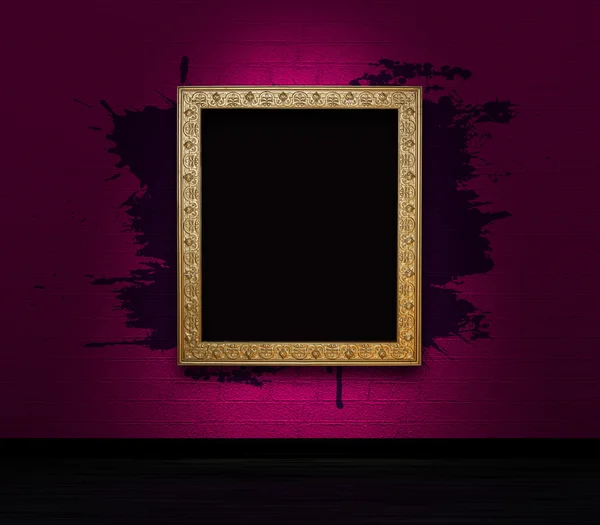 Rahmen mit Spritzern an einer dunklen Wand — Stockfoto