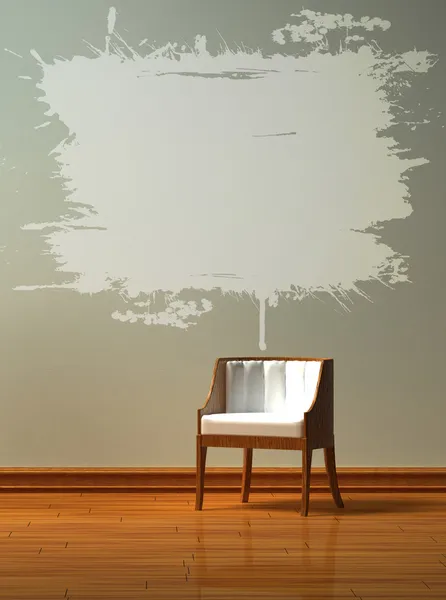 Beyaz sıçrama ile yalnız sandalye — Stok fotoğraf