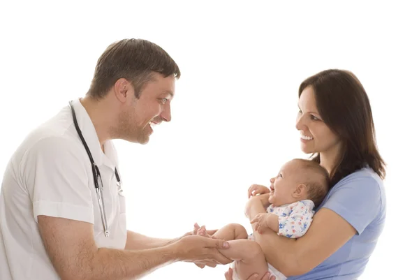 Médico y una mujer con un recién nacido —  Fotos de Stock