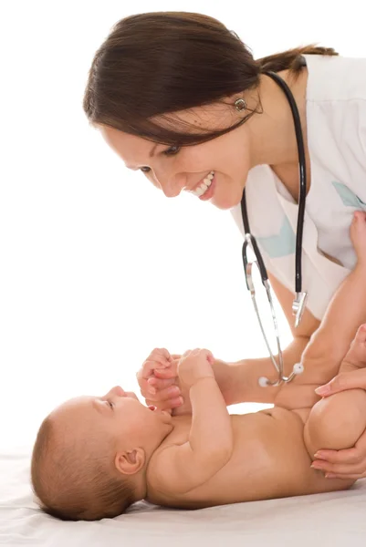 Doctor with newborn child Stock Photo