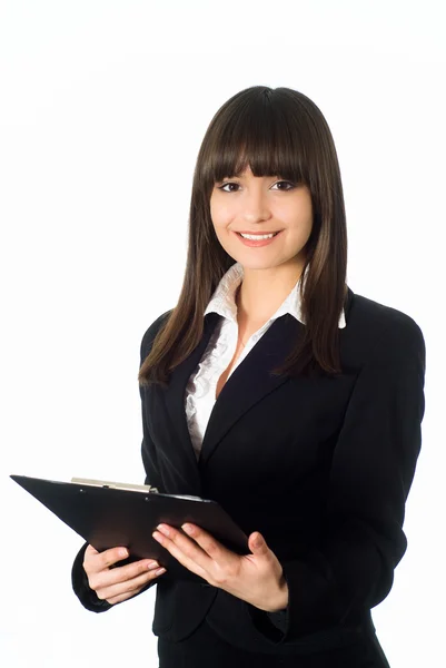 Girl in a black business suit — Stock Photo, Image