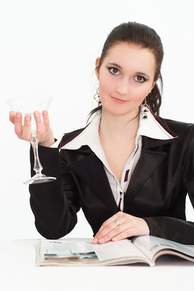 Woman in a black business suit — Stock Photo, Image