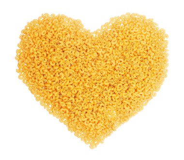 Heart shape from pasta on the white background clipart