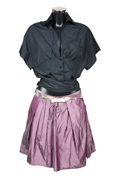 Black blouse and violet skirt — Stock Photo, Image