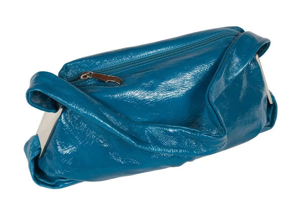 Bolsa de couro azul escuro feminino — Fotografia de Stock
