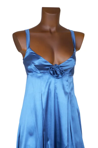 Blue silk dress — Stock Photo, Image