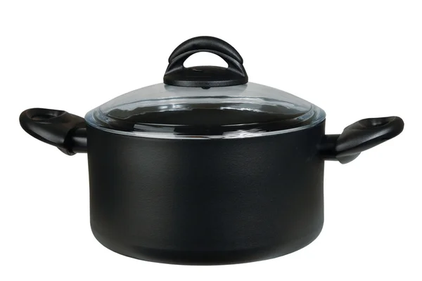 Black new saucepan — Stock Photo, Image
