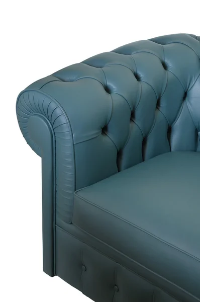 Sofá de couro azul escuro — Fotografia de Stock