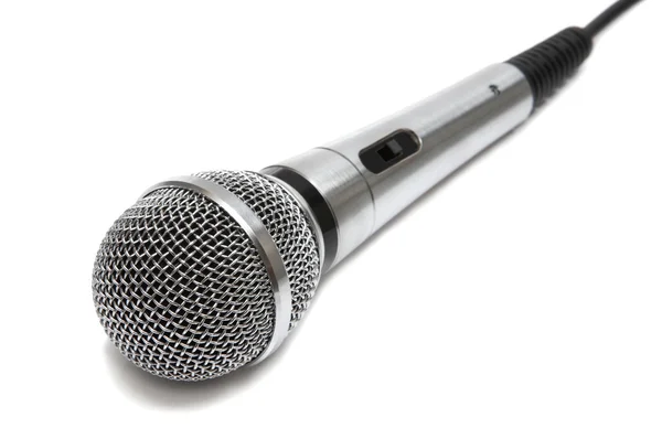 Microfone novo e metálico — Fotografia de Stock