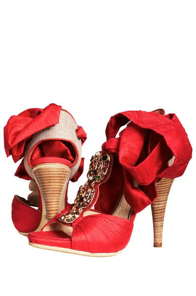 Röda skor med band — Stockfoto