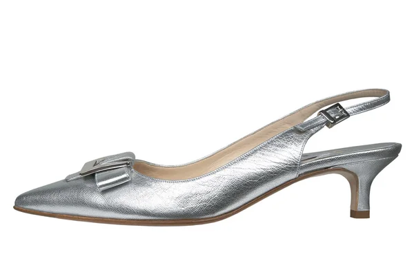 Жіноче взуття срібло — стокове фото