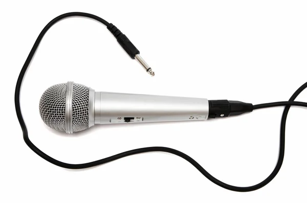 Micrófono nuevo y metálico — Foto de Stock