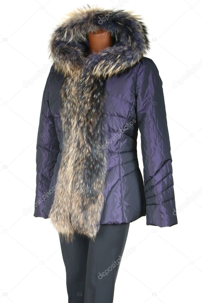 Female jacket trimmed by fur