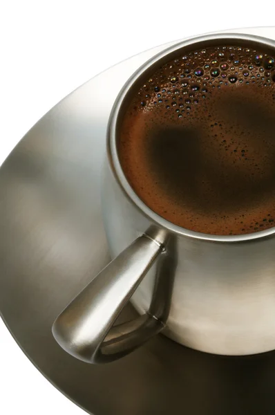 Caffè in una tazza di metallo — Foto Stock