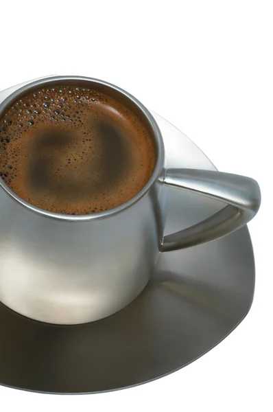 Café en una taza de metal — Foto de Stock