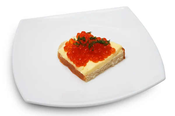 stock image Sandwich with red caviar