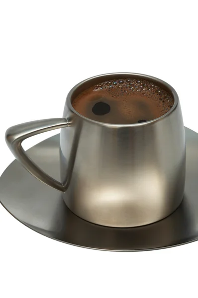 Kaffe i en metall kopp — Stockfoto