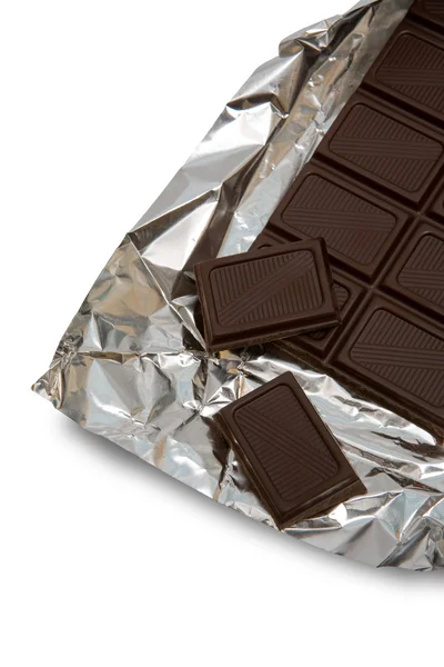 Cioccolato scuro in una lamina di metallo — Foto Stock