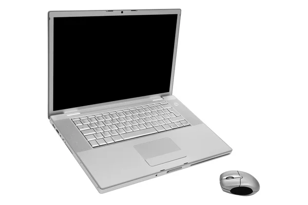Laptop met de draadloze muis — Stockfoto