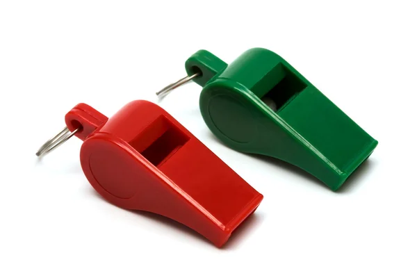 红色和绿色的口哨 — 图库照片