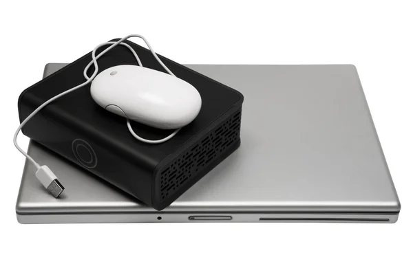 Laptop og ekstern harddisk – stockfoto