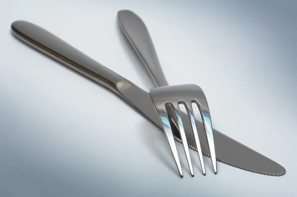Cuchillo y tenedor de acero — Foto de Stock