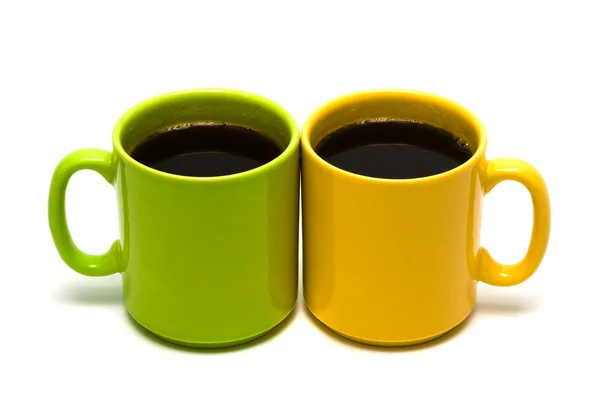 Taza amarilla y verde del café —  Fotos de Stock